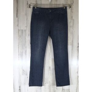 Beau Dawson Straight Leg Jeans 14 (34s31) Dark Wash Blue Damask Floral Scroll